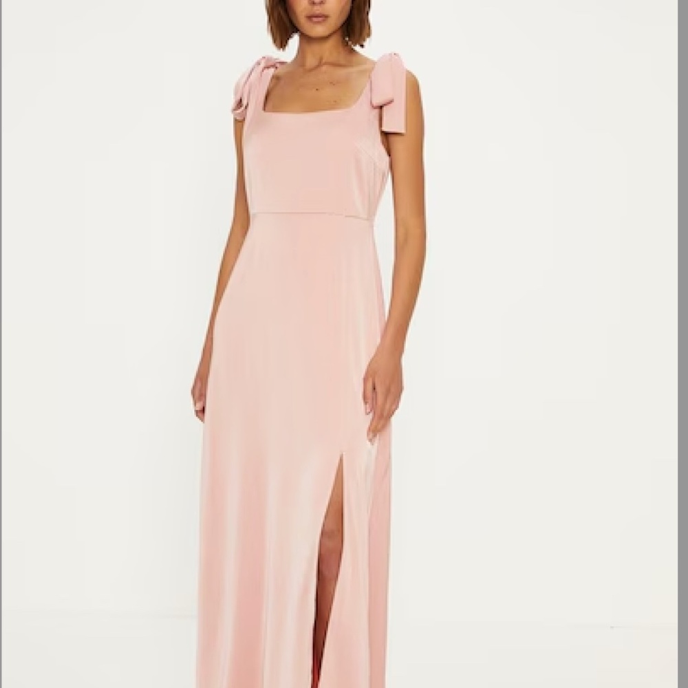 Oasis Satin Tie Shoulder Dress in Dusty Pink